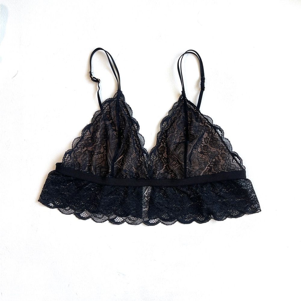 Madewell Black Lace Longline Bralette